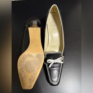 COACH MARCELLA WOMEN'S HEELS LOAFER BLACK WITH WHITE BOW 9 1/2B